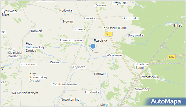 mapa Kolonia Rzepiska, Kolonia Rzepiska na mapie Targeo